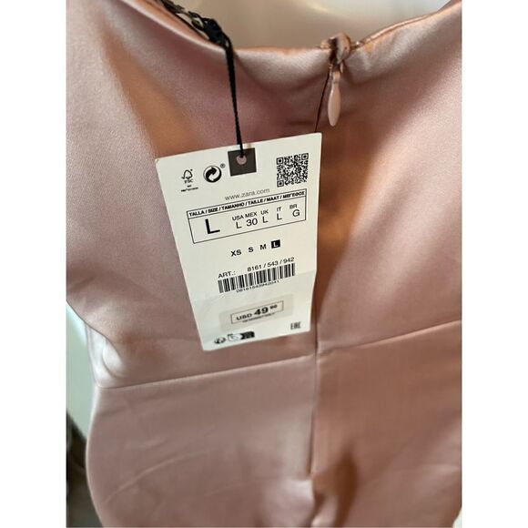 Zara pink cut out dress silk like material size large - Picture 4 of 4